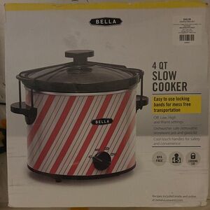 Bella 4 QT Slow Cooker with Red Stripes